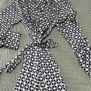 H&M Blue and Black Patterned Dress